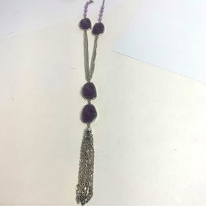 NWT. Druzy Necklace. Maurices long tassel purple druzy necklace.